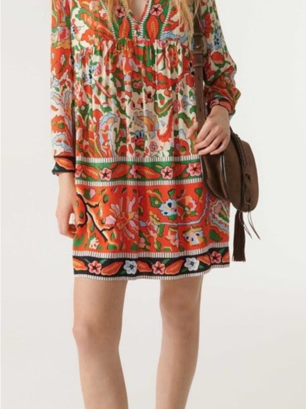 $390 ba&sh Orange Multicolor Floral Mini Dress